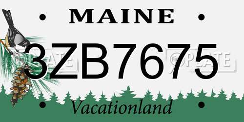 3ZB7675 Maine License Plate