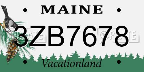 3ZB7678 Maine License Plate