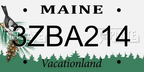 3ZBA214 Maine License Plate