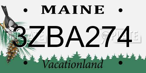 3ZBA274 Maine License Plate