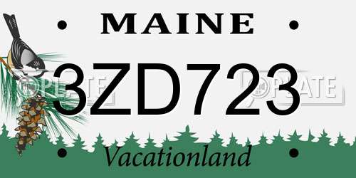 3ZD723 Maine License Plate