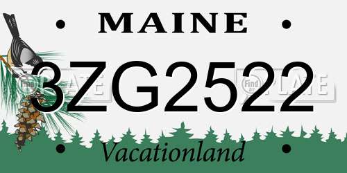 3ZG2522 Maine License Plate