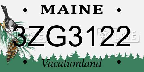 3ZG3122 Maine License Plate