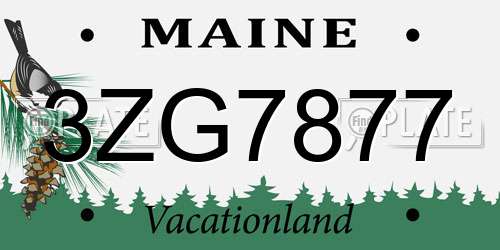 3ZG7877 Maine License Plate