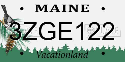 3ZGE122 Maine License Plate