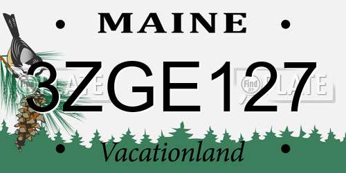 3ZGE127 Maine License Plate