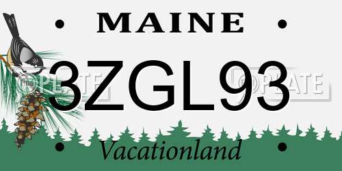 3ZGL93 Maine License Plate