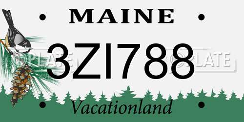 3ZI788 Maine License Plate