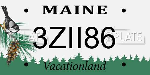 3ZII86 Maine License Plate