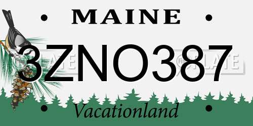 3ZNO387 Maine License Plate