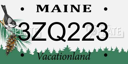 3ZQ223 Maine License Plate