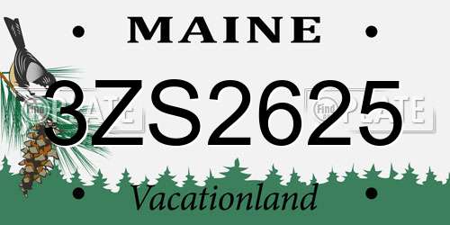 3ZS2625 Maine License Plate