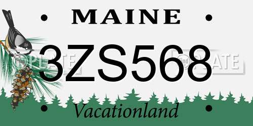 3ZS568 Maine License Plate