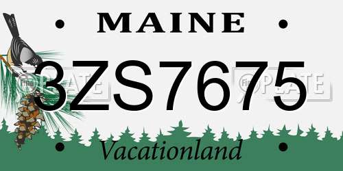 3ZS7675 Maine License Plate