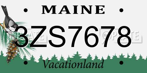 3ZS7678 Maine License Plate