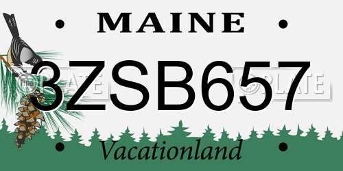 3ZSB657 Maine License Plate