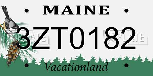 3ZT0182 Maine License Plate