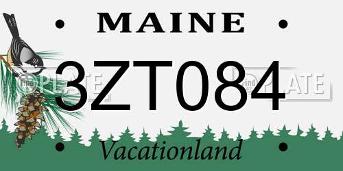 3ZT084 Maine License Plate
