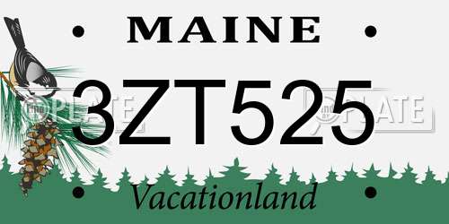 3ZT525 Maine License Plate