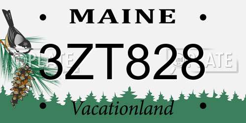 3ZT828 Maine License Plate
