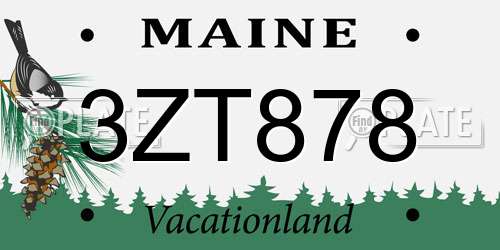 3ZT878 Maine License Plate
