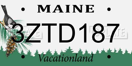 3ZTD187 Maine License Plate