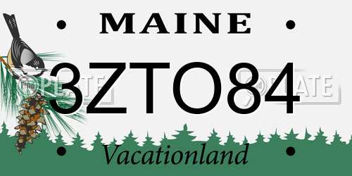 3ZTO84 Maine License Plate