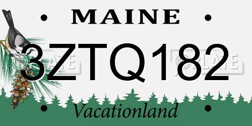 3ZTQ182 Maine License Plate