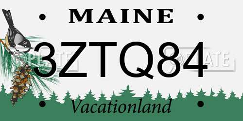 3ZTQ84 Maine License Plate