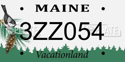 3ZZ054 Maine License Plate