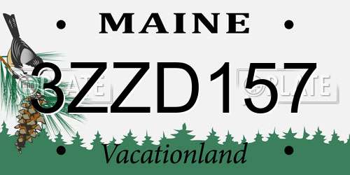 3ZZD157 Maine License Plate
