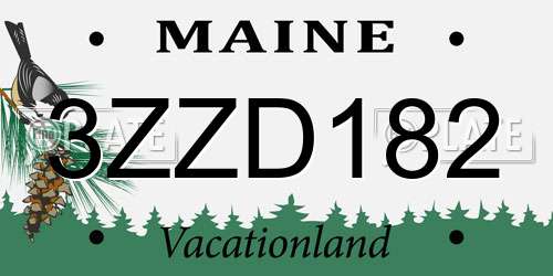 3ZZD182 Maine License Plate
