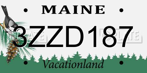 3ZZD187 Maine License Plate