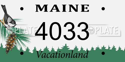 4033 Maine License Plate