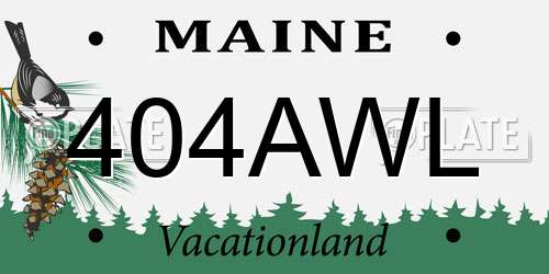 404AWL Maine License Plate