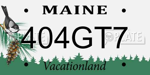 404GT7 Maine License Plate