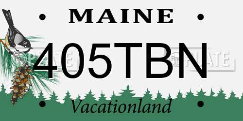 405TBN Maine License Plate