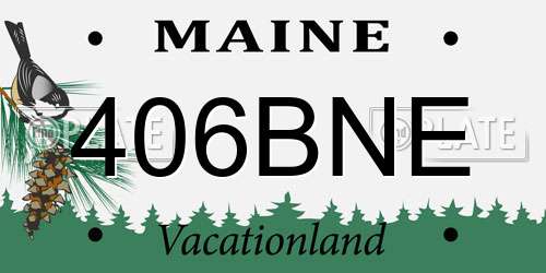 406BNE Maine License Plate