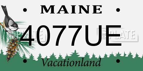 4077UE Maine License Plate