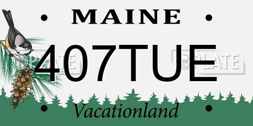 407TUE Maine License Plate