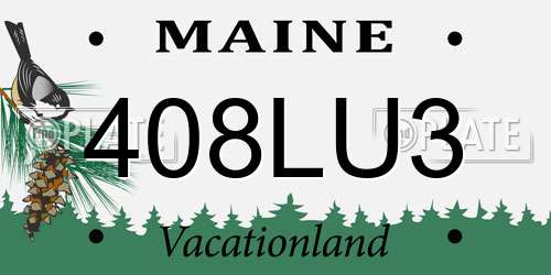 408LU3 Maine License Plate