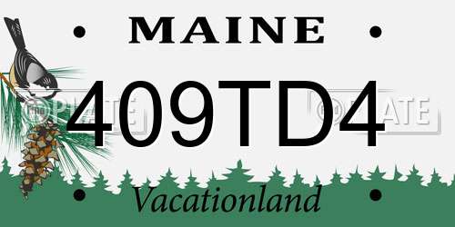 409TD4 Maine License Plate