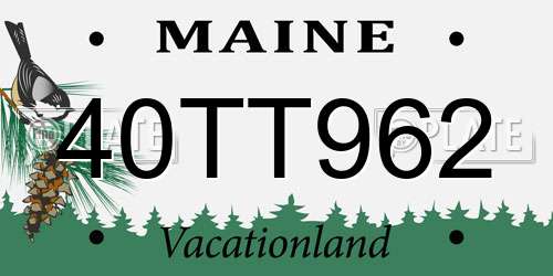 40TT962 Maine License Plate