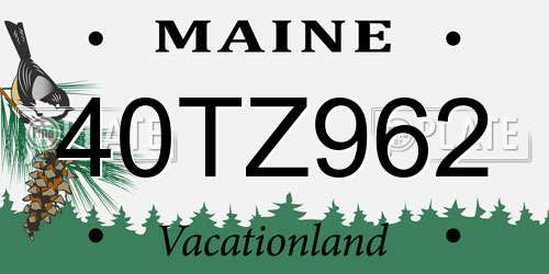 40TZ962 Maine License Plate