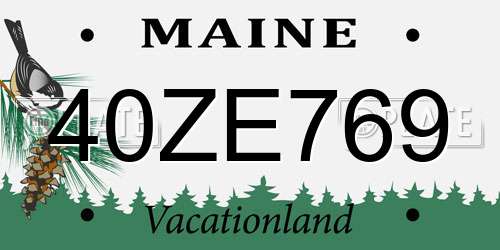 40ZE769 Maine License Plate