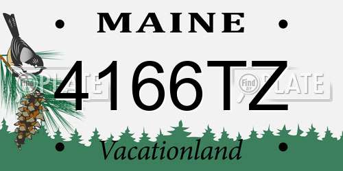 4166TZ Maine License Plate