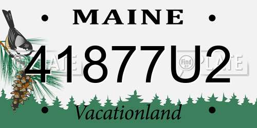 41877U2 Maine License Plate