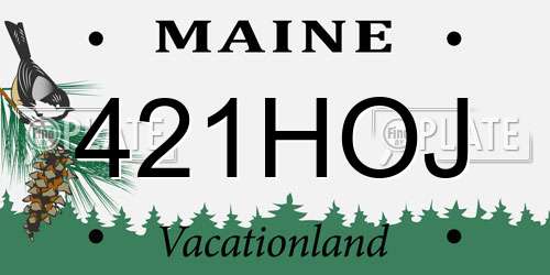 421HOJ Maine License Plate
