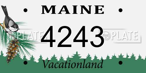 4243 Maine License Plate