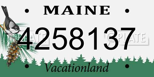 4258137 Maine License Plate